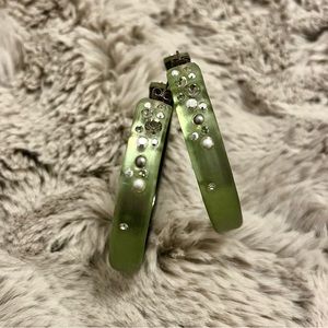 Lucite Hoop Earrings with Crystal Details